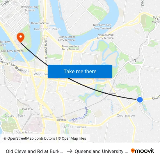Old Cleveland Rd at Burke Street Stop 25 to Queensland University Of Technology map