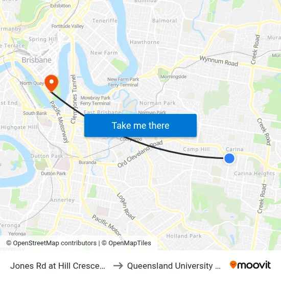 Jones Rd at Hill Crescent, Stop 35/36 to Queensland University Of Technology map