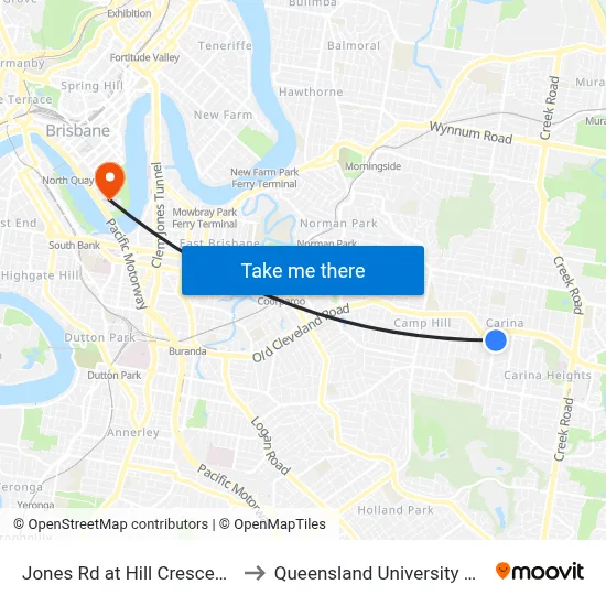 Jones Rd at Hill Crescent, Stop 35/36 to Queensland University Of Technology map