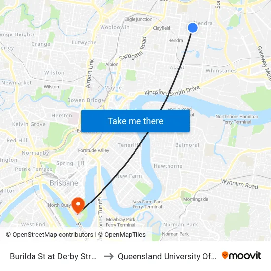 Burilda St at Derby Street, Stop 45 to Queensland University Of Technology map