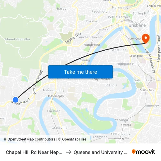 Chapel Hill Rd Near Neptune St, Stop 1 to Queensland University Of Technology map