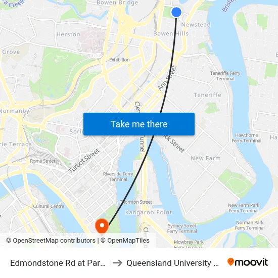 Edmondstone Rd at Parkview, Stop 14 to Queensland University Of Technology map