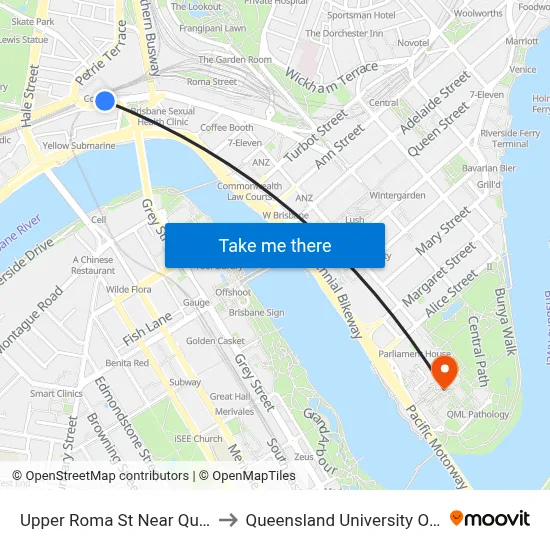 Upper Roma St Near Quay St, Stop 3 to Queensland University Of Technology map