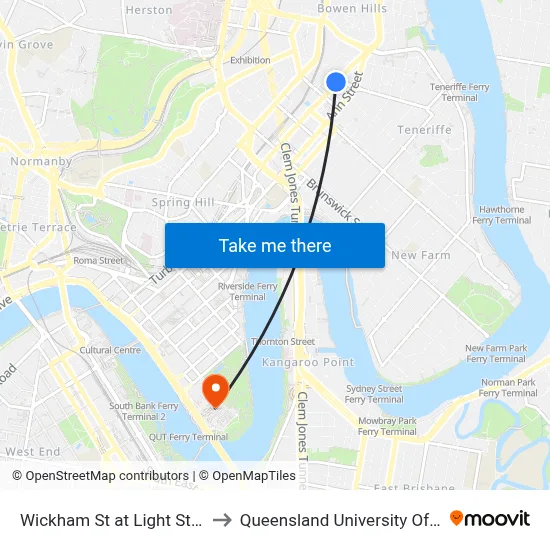 Wickham St at Light Street, Stop 7 to Queensland University Of Technology map