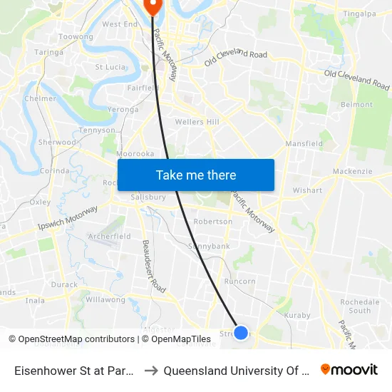 Eisenhower St at Park, Stop 87 to Queensland University Of Technology map