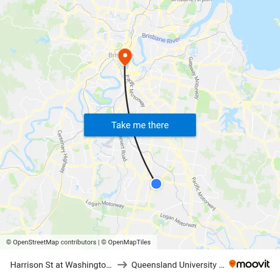 Harrison St at Washington Place, Stop 90 to Queensland University Of Technology map