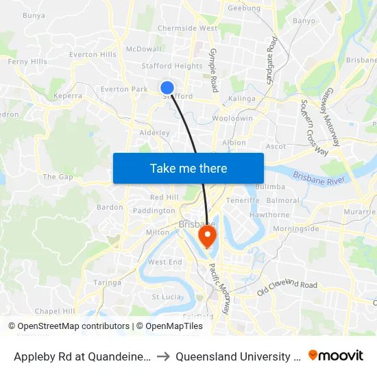 Appleby Rd at Quandeine Street, Stop 34 to Queensland University Of Technology map