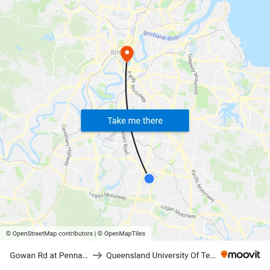 Gowan Rd at Pennant Hills to Queensland University Of Technology map