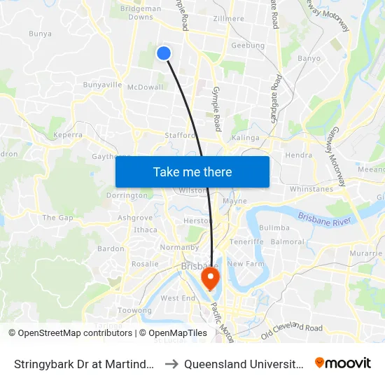 Stringybark Dr at Martindale Street, Stop 47 to Queensland University Of Technology map