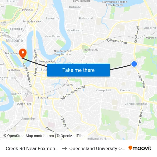 Creek Rd Near Foxmont Dr, Stop 50 to Queensland University Of Technology map