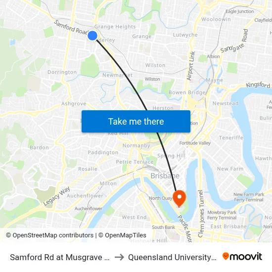 Samford Rd at Musgrave Terrace, Stop 27 to Queensland University Of Technology map