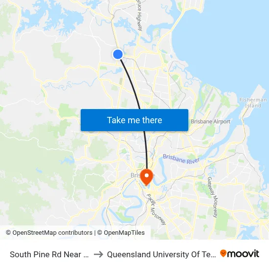 South Pine Rd Near Mott St to Queensland University Of Technology map