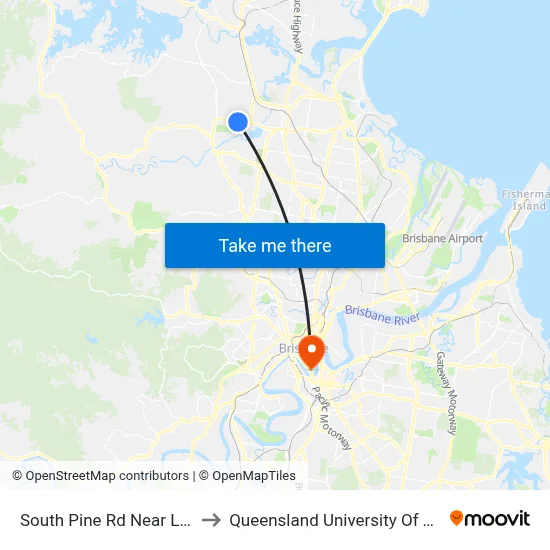South Pine Rd Near Leitchs Rd to Queensland University Of Technology map
