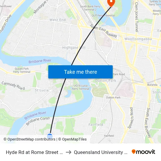 Hyde Rd at Rome Street North, Stop 27 to Queensland University Of Technology map