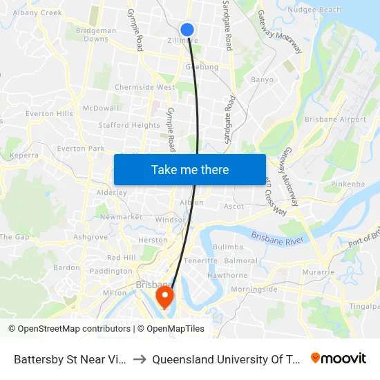 Battersby St Near Victory St to Queensland University Of Technology map