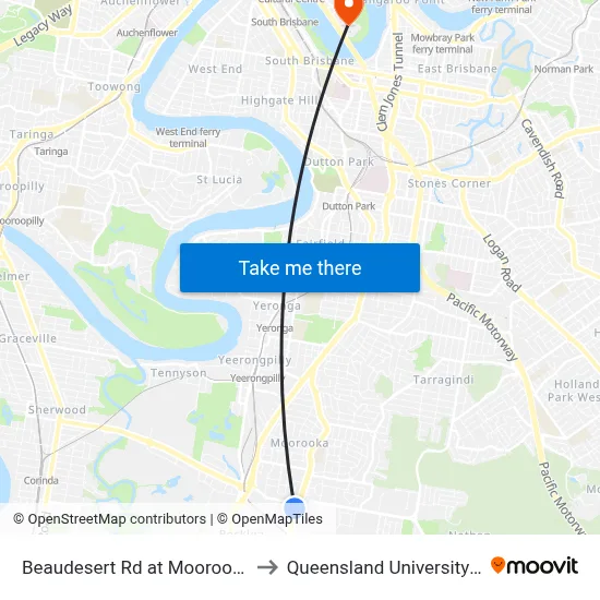 Beaudesert Rd at Moorooka South, Stop 38 to Queensland University Of Technology map