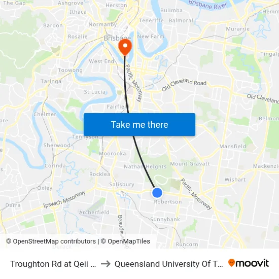Troughton Rd at Qeii Hospital to Queensland University Of Technology map