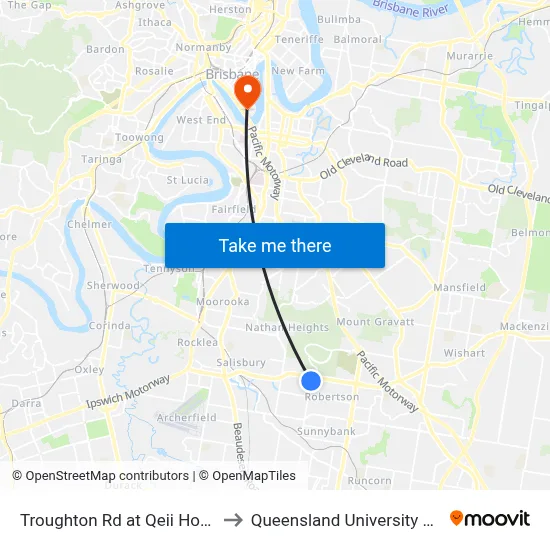 Troughton Rd at Qeii Hospital, Stop 37 to Queensland University Of Technology map