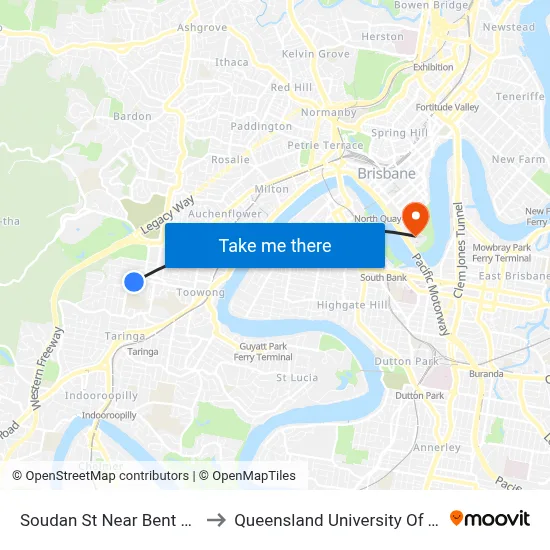 Soudan St Near Bent St, Stop 24 to Queensland University Of Technology map