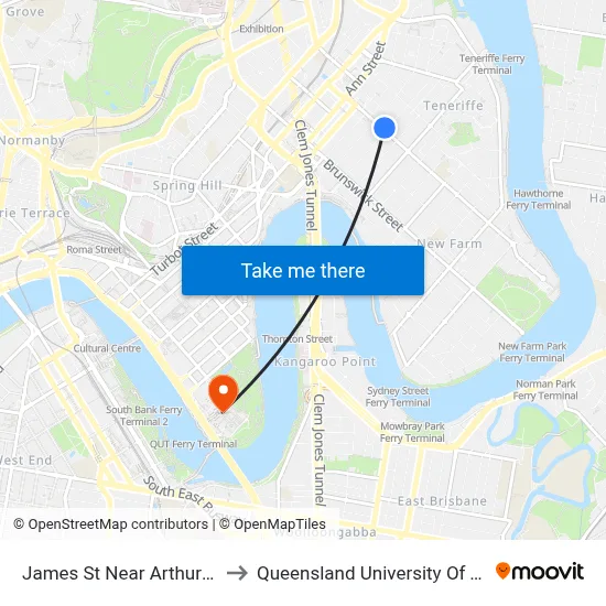 James St Near Arthur St, Stop 9 to Queensland University Of Technology map
