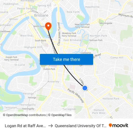 Logan Rd at Raff Ave, Stop 25 to Queensland University Of Technology map
