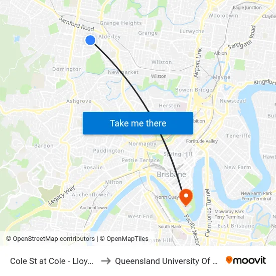 Cole St at Cole - Lloyd, Stop 28 to Queensland University Of Technology map