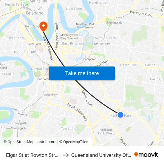 Elgar St at Rowton Street, Stop 47 to Queensland University Of Technology map