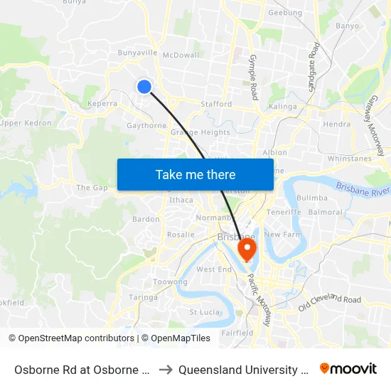 Osborne Rd at Osborne North, Stop 51 to Queensland University Of Technology map
