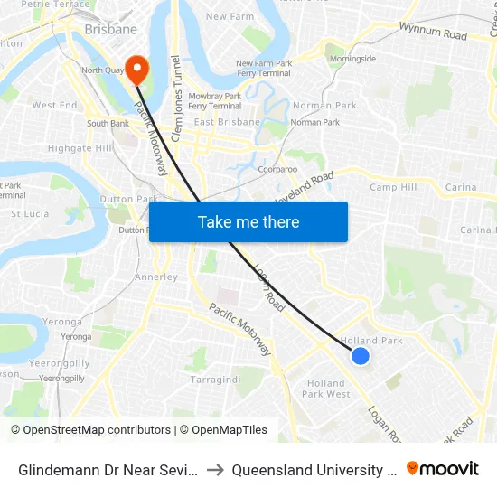 Glindemann Dr Near Seville Rd, Stop 47b to Queensland University Of Technology map