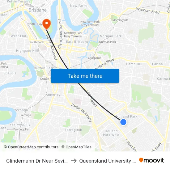 Glindemann Dr Near Seville Rd, Stop 47b to Queensland University Of Technology map