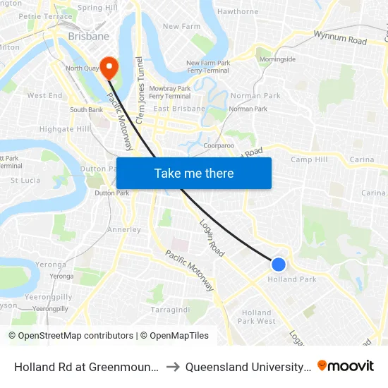 Holland Rd at Greenmount Avenue, Stop 45 to Queensland University Of Technology map