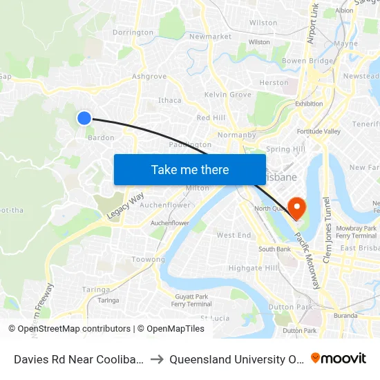 Davies Rd Near Coolibah St, Stop 33 to Queensland University Of Technology map