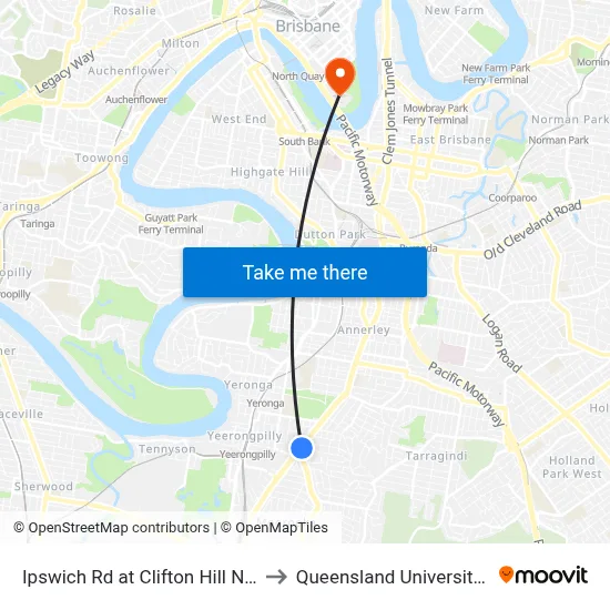 Ipswich Rd at Clifton Hill Near Beaudesert Rd to Queensland University Of Technology map