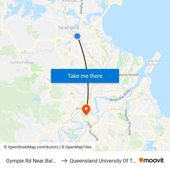Gympie Rd Near Bald Hills Rd to Queensland University Of Technology map