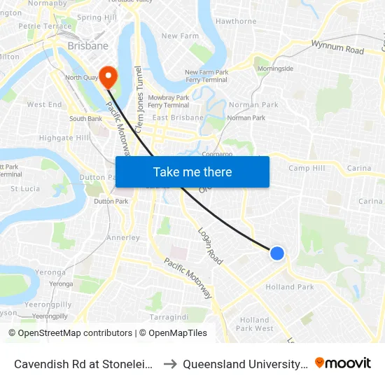 Cavendish Rd at Stoneleigh Street, Stop 38 to Queensland University Of Technology map