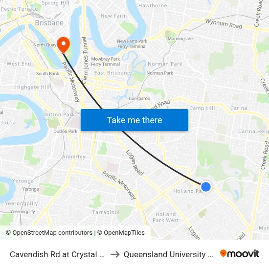 Cavendish Rd at Crystal Street, Stop 50 to Queensland University Of Technology map