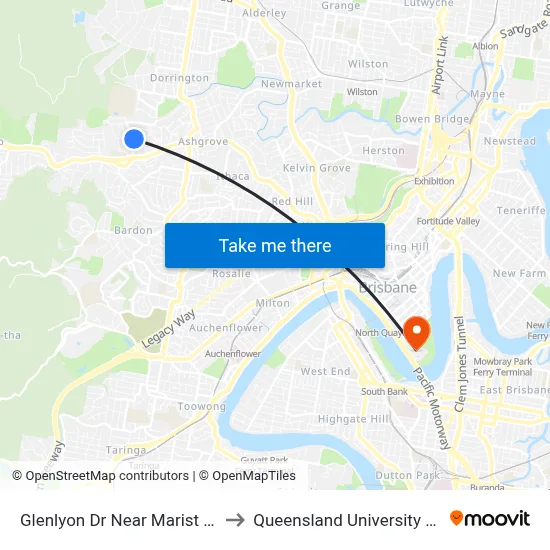 Glenlyon Dr Near Marist Lane, Stop 39c to Queensland University Of Technology map