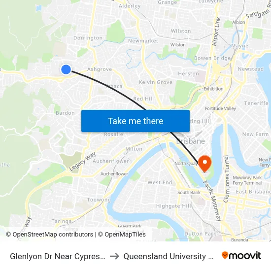 Glenlyon Dr Near Cypress Dr, Stop 39c to Queensland University Of Technology map