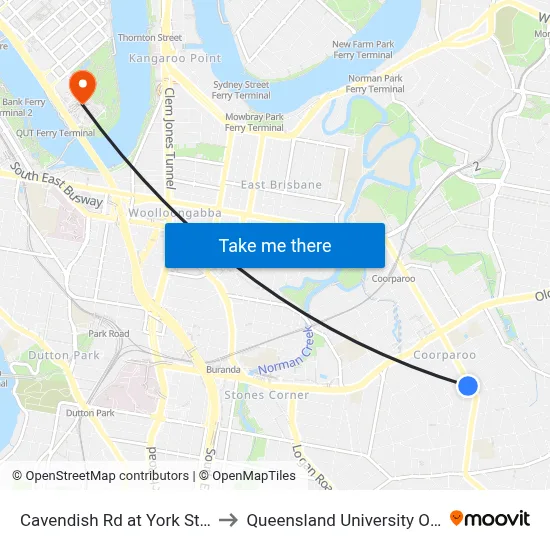 Cavendish Rd at York Street, Stop 29 to Queensland University Of Technology map