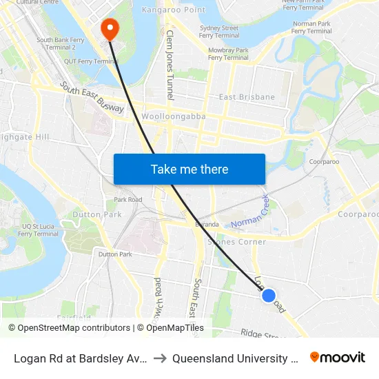 Logan Rd at Bardsley Avenue, Stop 20 to Queensland University Of Technology map