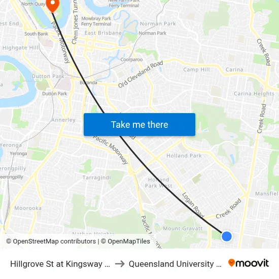 Hillgrove St at Kingsway Street, Stop 41 to Queensland University Of Technology map