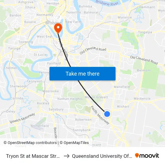 Tryon St at Mascar Street, Stop 81 to Queensland University Of Technology map