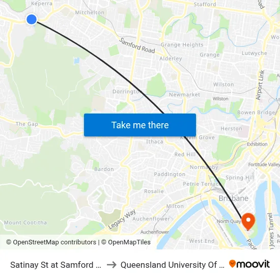Satinay St at Samford - Blackbutt to Queensland University Of Technology map
