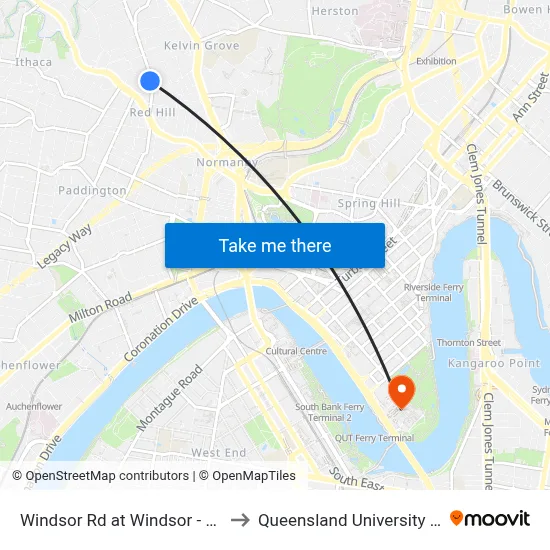 Windsor Rd at Windsor - Prospect, Stop 9 to Queensland University Of Technology map