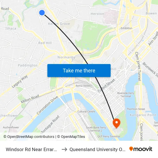 Windsor Rd Near Errard St, Stop 12 to Queensland University Of Technology map