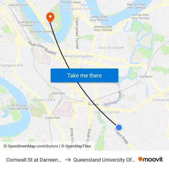 Cornwall St at Darreen St, Stop 19 to Queensland University Of Technology map
