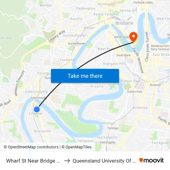 Wharf St Near Bridge St, Stop 52 to Queensland University Of Technology map
