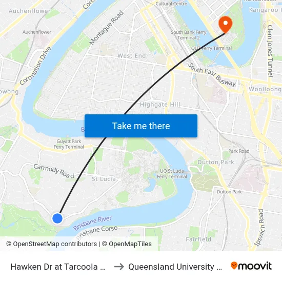 Hawken Dr at Tarcoola Street, Stop 27 to Queensland University Of Technology map