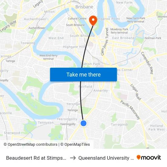 Beaudesert Rd at Stimpson Park, Stop 29 to Queensland University Of Technology map