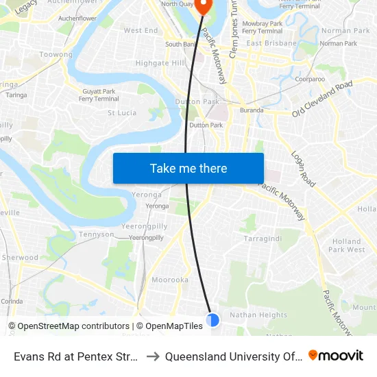 Evans Rd at Pentex Street, Stop 43 to Queensland University Of Technology map